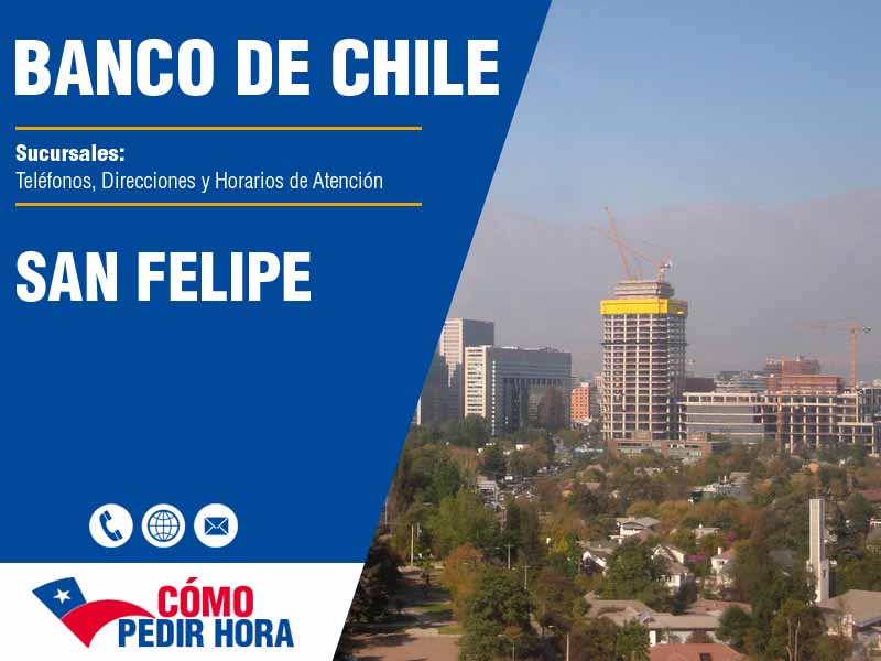 Sucursales del Banco de Chile en San Felipe - Telfonos y Horarios