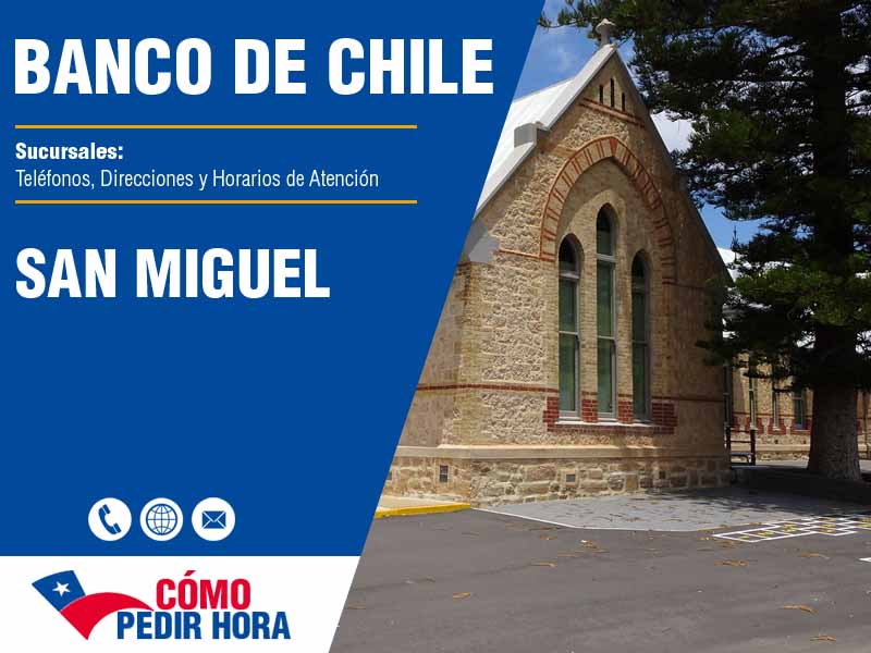 Sucursales del Banco de Chile en San Miguel - Telfonos y Horarios