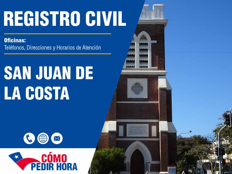 Oficinas del Registro Civil en San Juan de la Costa - Telfonos y Horarios