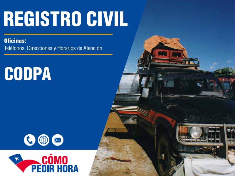 Oficinas del Registro Civil en Codpa - Telfonos y Horarios