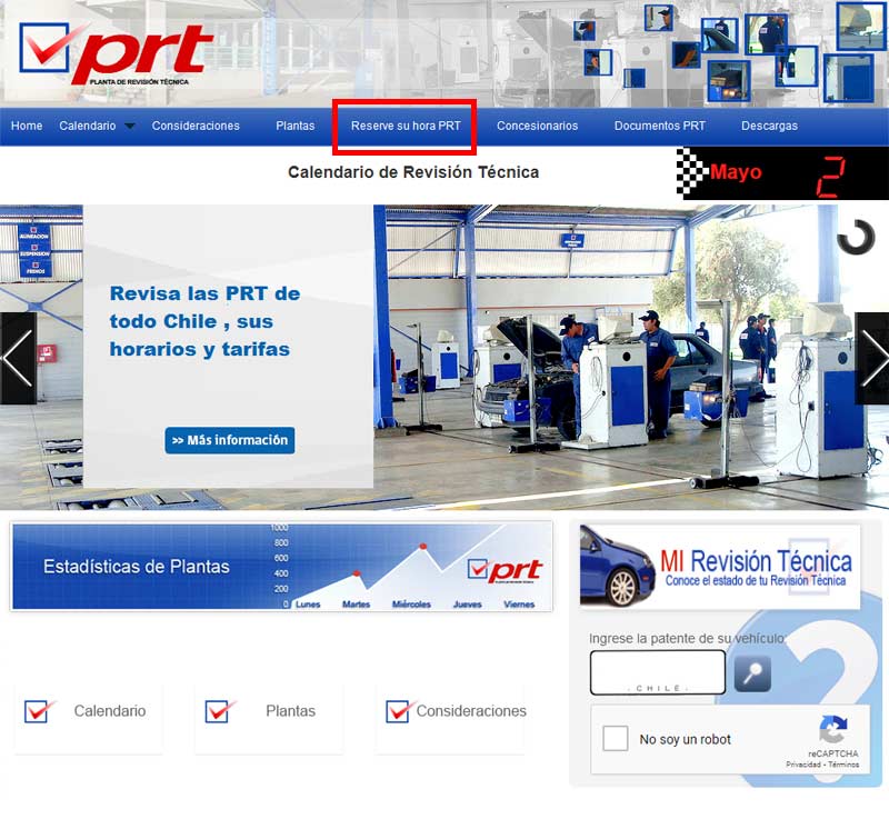 Ingresar a la página web de Revisión Técnica Vehicular para reservar hora