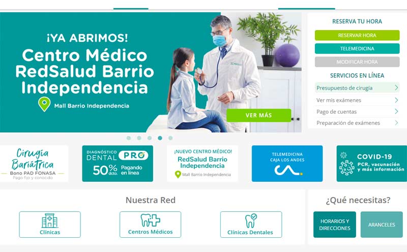 página web de RedSalud